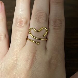 Gold plated stainless steel adjustable heart ring